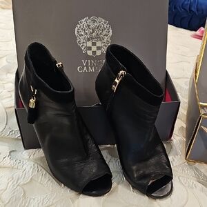Vince Camuto Black Ankle Booties with Gold Zipper